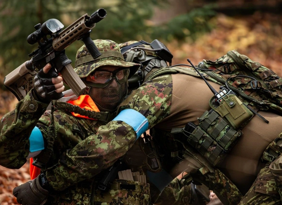 Airsoft players in action at Airsoft City, Loksa